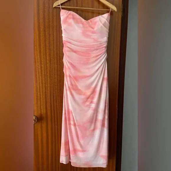 Zara Strapless Pink and White Dress - Picture 8 of 9